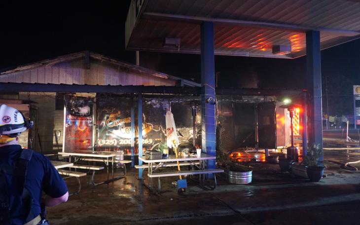 Lone Star Cheeseburger burns on Feb. 14. 2015. (LIVE! Photo/John Basquez)