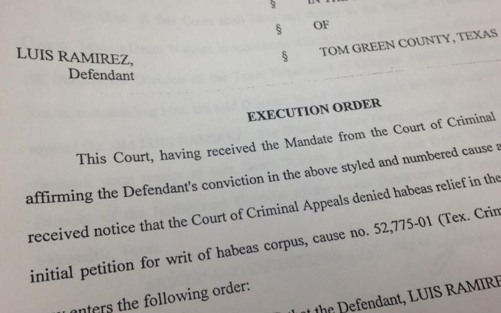 The execution order for Luis Ramirez, the last person from TGC to be given the death penalty. (LIVE! Photo/Chelsea Reinhard)