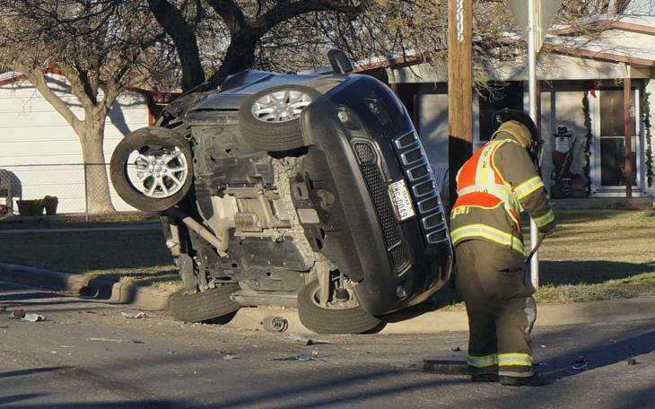 Rollover crash on Field Street on Dec. 24, 2014. (LIVE! Photo/John Basquez)