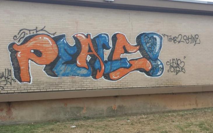 Central High School was hit with graffiti on May 23, 2014. (LIVE! Photo/John Basquez)