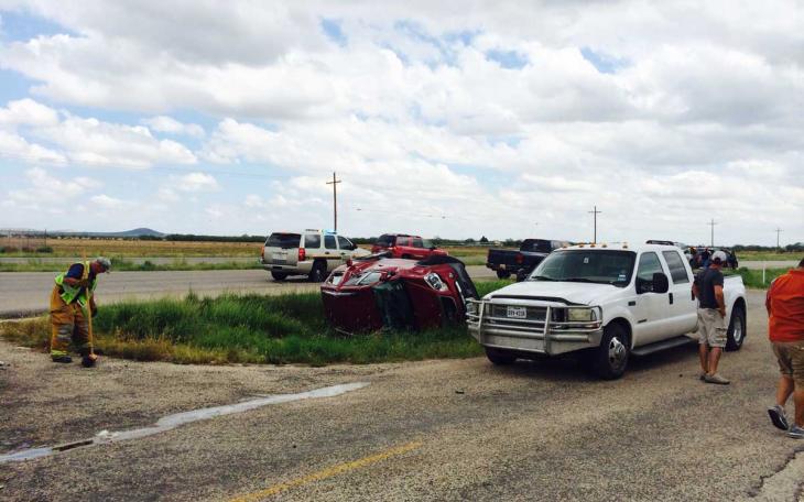 Crash at U.S. 87 and Glass Road on September 6, 2014. (LIVE! Photo/John Basquez)