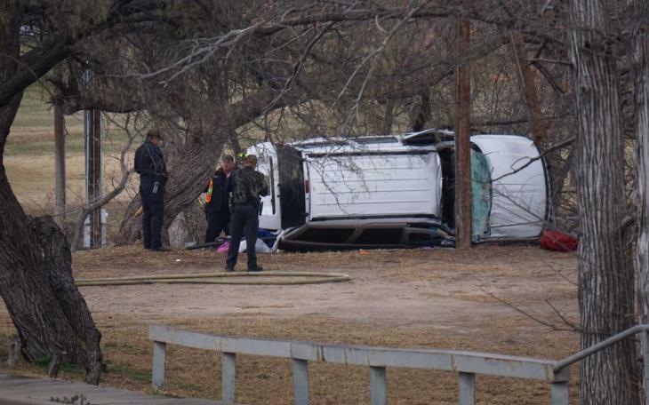Crash at E. Harris near central High on Jan. 10 2015. (LIVE! Photo/John Basquez)