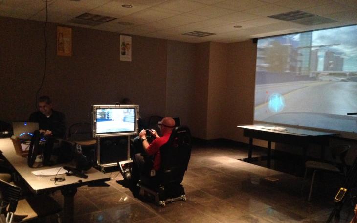 A participant attempts to follow the course during a DWI simulation. (LIVE! Photo/Chelsea Reinhard)