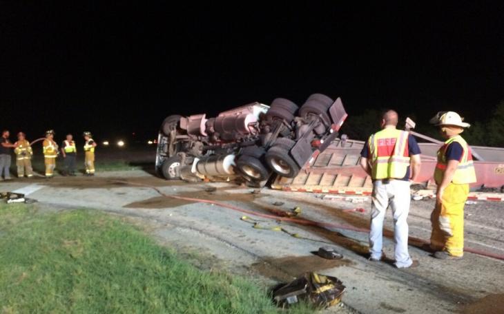 On Scene at Semi-rollover (LIVE! photo: John Basquez_