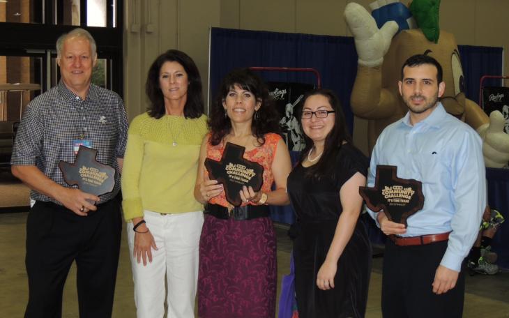 Ed Page of Waco,September Summers and Stephanie Riesener of San Angelo, Dianna Cruz of Pharr and Austin Steeves of Austin, receive healthy community awards. (Contributed Photo/September Summers)