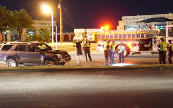 A Toyota 4Runner Struck the pedestrian on South Bryant Saturday night. (LIVE! Photo/John Basquez)