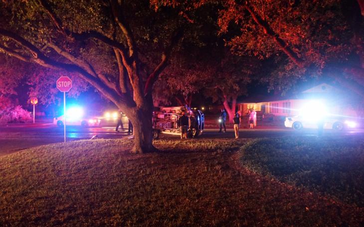 Rollover crash on S. Johnson at Avenue K on April 20, 2015. (LIVE! Photo/John Basquez)