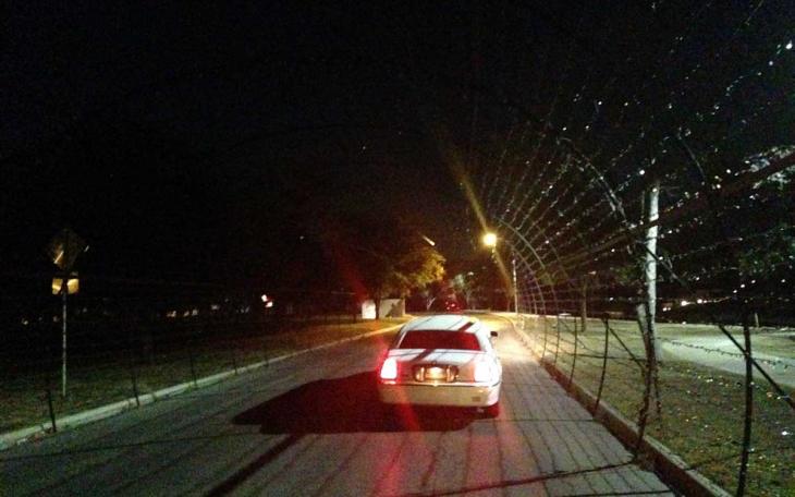 Driving through the tunnel of lights, unilluminated. The lights turn on Dec. 5 at 6 p.m. (LIVE! Photo/Joe Hyde)