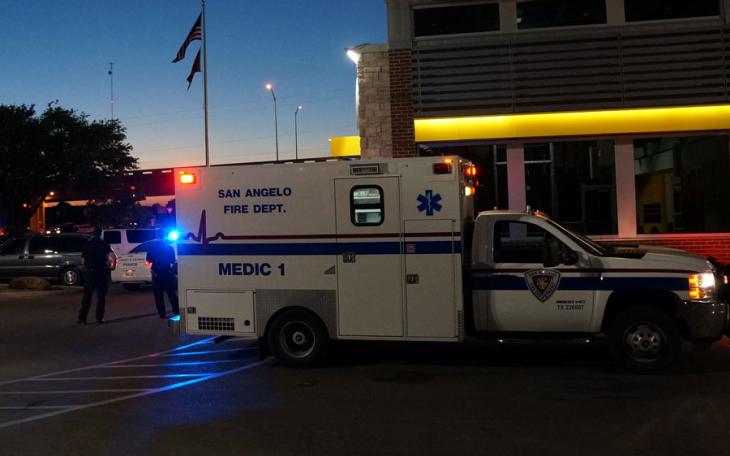 San Angelo Fire Deptartment's Medic 1 was called to the scene to treat an apparent victim of assault. (LIVE! Photo/John Basquez)