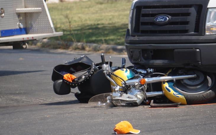 The 2002 Honda Shadow motorcycle that crashed with a Water Department F-150