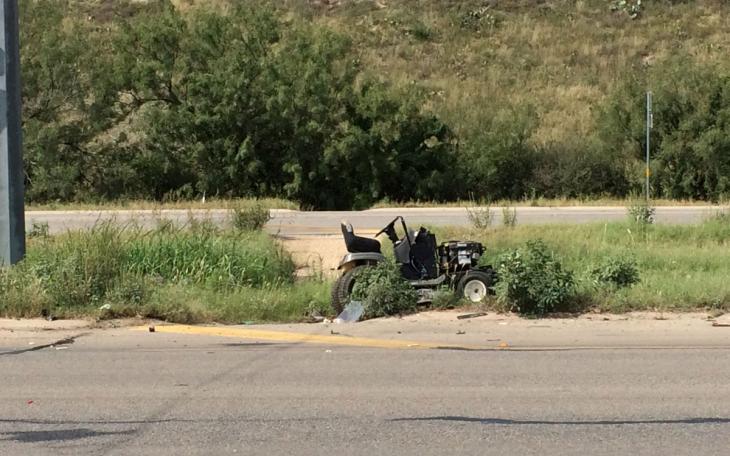 Lawnmower rollover on U.S. 87 (LIVE! Photo/John Basquez)