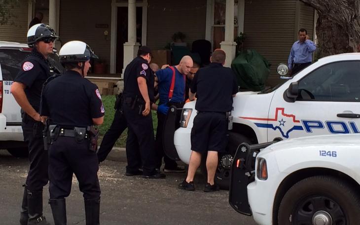 The suspect is taken into custody Monday afternoon. (LIVE! Photo/John Basquez)