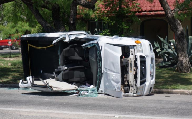 The driver of this Ford Ranger is in critical condition at Shannon after a mid-morning crash on Pecos and Van Buren. (LIVE! Photo/John Basquez)
