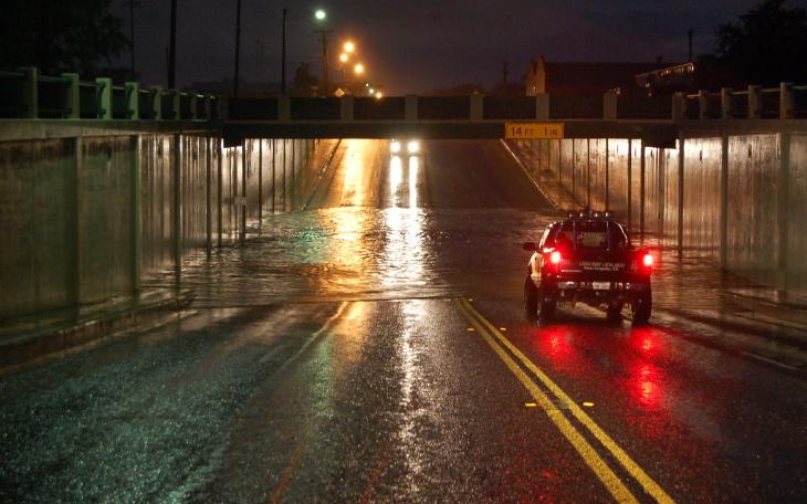 The underpass underneath the railroad on Pulliam Street at 9:35 p.m. May 23, 2014. (LIVE! Photo/Joe Hyde)