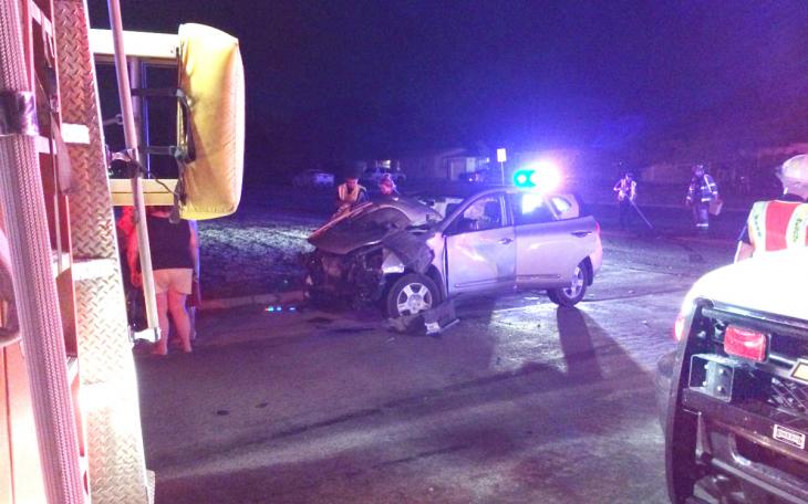 THe Nissan Rogue was occupied by a young family and victimized by a hit-and-run driver Saturday, Sept. 27, 2014 at 9:40 p.m. (LIVE! Photo/John Basquez)