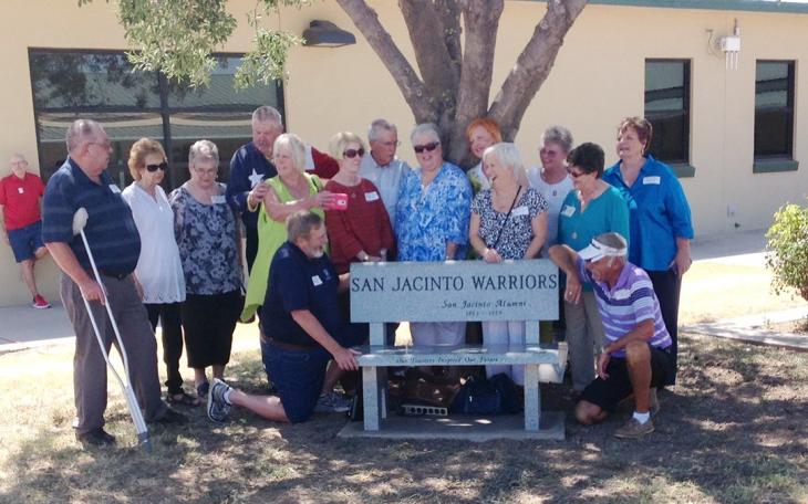 The San Jacinto Alumni of 1953 - 1959 held a Bench Dedication Ceremony Friday afternoon to honor teachers who shape lives. (LIVE! Photo\Brandy Rae Ramirez)