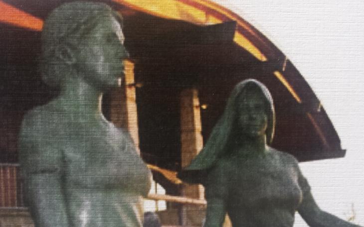 Carolina Angela de la Garza De Witt and her patron saint ,Santa Angela.