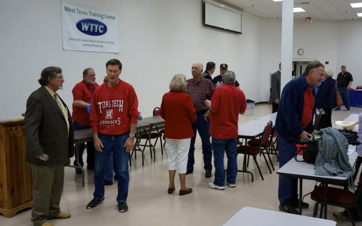 Mayor Morrison mingles with the San Angelo Tea Party right after the candidate forum on Apr. 14, 2015. (LIVE! Photo/Joe Hyde)