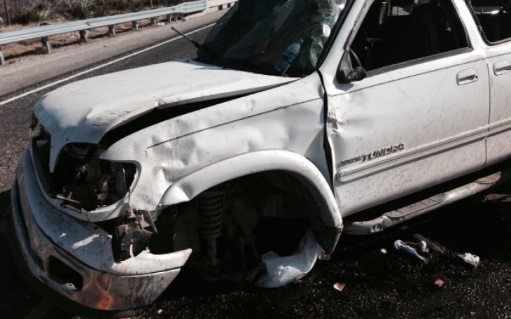 Single vehicle accident on SH 208 near curve at South Red Creek, Mar. 20, 2014 (LIVE! Photo/Ed Blackburn)