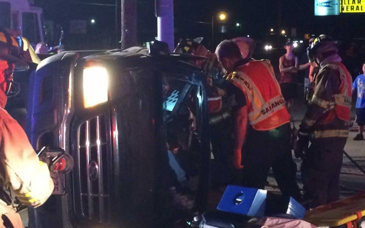 Trapped motorist at 29th and Chadborune Streets on August 7, 2014. (LIVE! Photo/John Basquez)