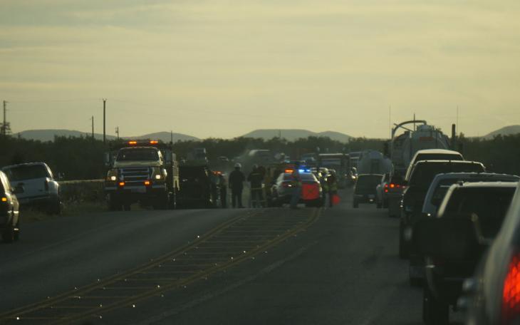 Trailer fire on U.S. 67 near the Irion County line on Sept. 3, 2014 (LIVE! Photo/John Basquez)