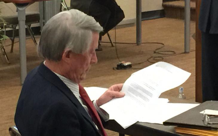 The last appellant standing, H.R. "Winkie" Wardlaw, III, who successfully argued for the ZBA to overturn the city planners' decision to allow the sand depot. (LIVE! Photo/Joe Hyde)