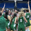 The Wall girls basketball team celebrates its win over Central Heights in the Class 3A Division II state final Monday, March 6, 2026, at the Alamodome in San Antonio.