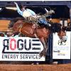 Australia's Toby Deudney had an electrifying ride to score 93 points and win the bareback title Saturday at the San Angelo Rodeo's Cinch Chute-Out.