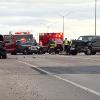 SAN ANGELO, TX — A two-vehicle crash closed all westbound lanes of the Houston Harte Expressway over the Oakes Street overpass Friday evening.