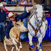 Cody Devers moved into the top spot in steer wrestling at the San Angelo Rodeo on Wednesday, April 15, 2026, with a three-run cumulative time of 13.4 seconds.