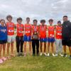 The Central boys cross country team defending its District 2-6A title Thursday, Oct. 15, in Lubbock.