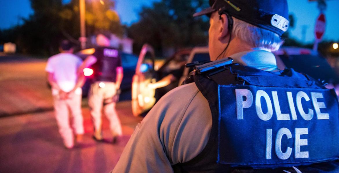 U.S. Immigration and Customs Enforcement officers carry out a raid in Sherman on June 20, 2019. Credit: Courtesy Charles Reed/U.S. Immigration and Customs Enforcement