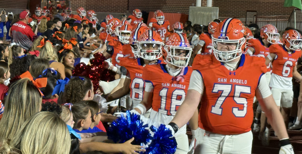 The Central Bobcats walk onto the field before their game against Frenship on Thursday, Nov. 6, 2025. Ethan Boyd (75) leads the way.
