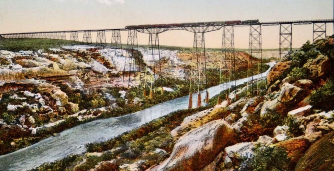 Postcard with image Pecos River Railroad High Bridge Texas just west of Del Rio. The postcard was postmarked Dec. 11, 1912.