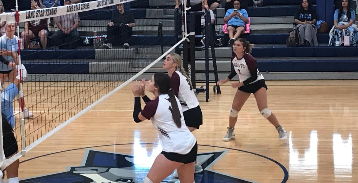 The TLCA and Bronte volleyball teams play during the 2026 Nita Vannoy Memorial Tournament.